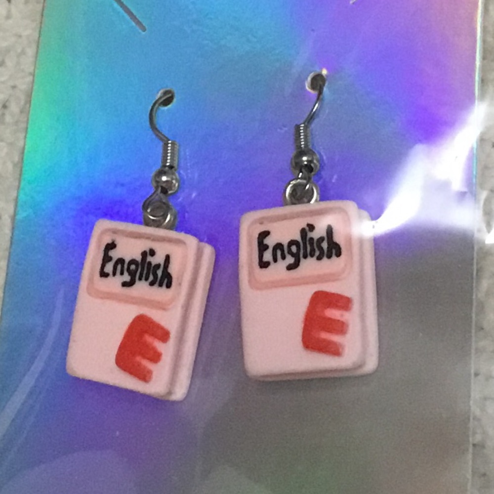 English Teacher Book Earrings